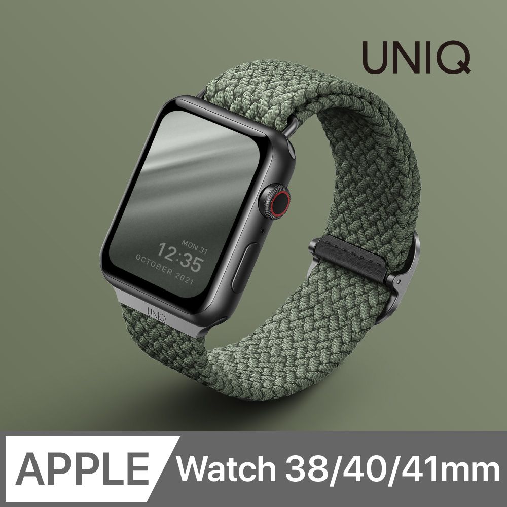 UNIQ Aspen Apple Watch 防潑水高彈力編織錶帶綠色38/40mm - PChome