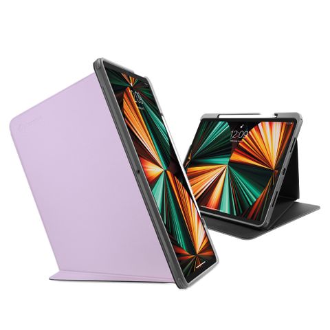 Tomtoc 多角度折疊平板保護套，紫，適用於12.9吋iPad Pro