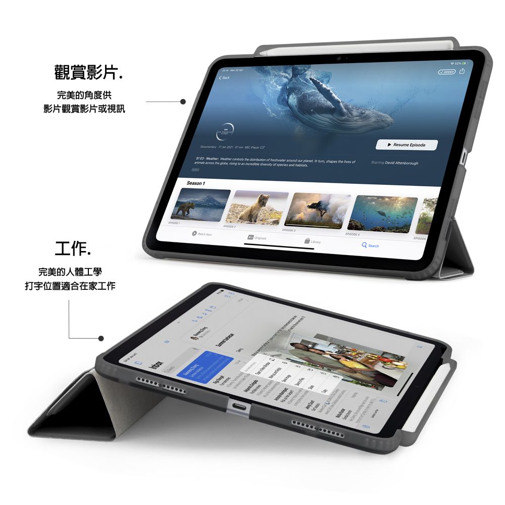 Pipetto iPad Pro 11吋(2024) Origami Pencil 多角度多功能保護套(內建筆槽)