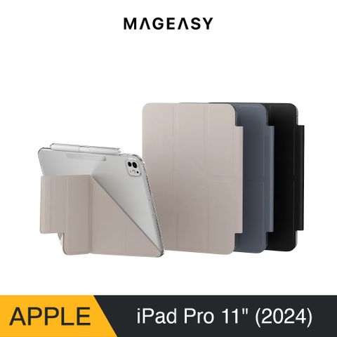 MAGEASY iPad Pro 11吋 Facet 全方位支架透明背蓋保護套 (筆槽款)
