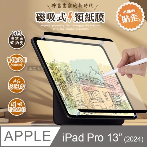 Antiglare 2024 iPad Pro 13吋 磁吸可拆式類紙膜 繪畫筆記專用膜保護貼