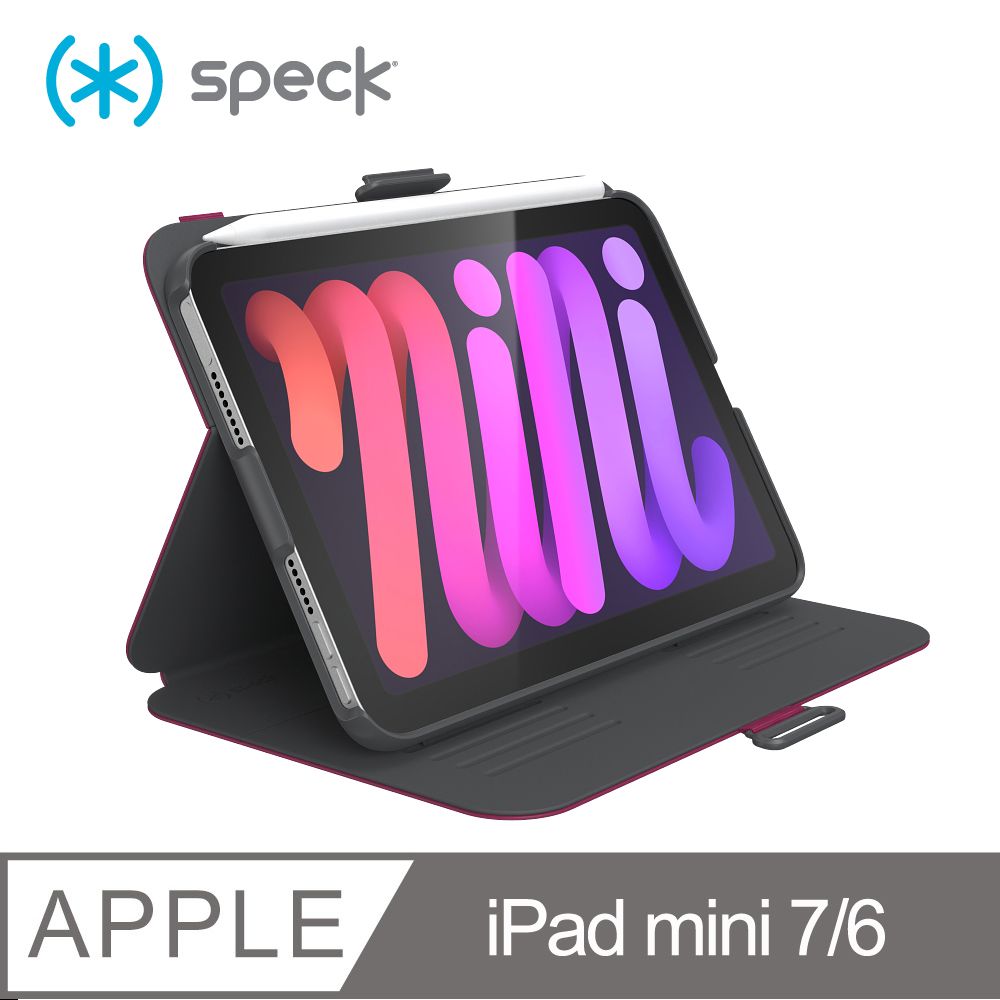 Speck iPad mini 7 / 6 (8.3吋) Balance Folio 多角度防摔側翻皮套-桃紅色