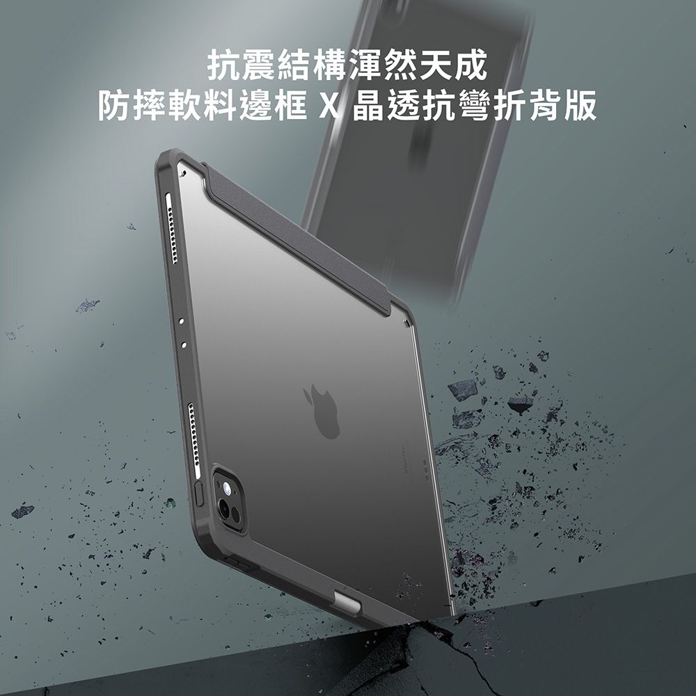 抗震結構渾然天成防摔軟料邊框 X 晶透抗彎折