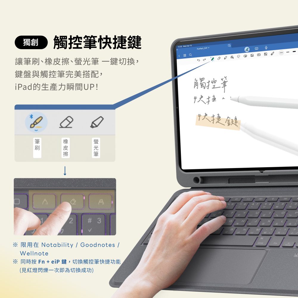 eiP Magnetix 磁吸可拆式iPad鍵盤 Air 11吋 快捷版(適用iPad 10、Air 4/5/6、Pro11吋(2023以前))