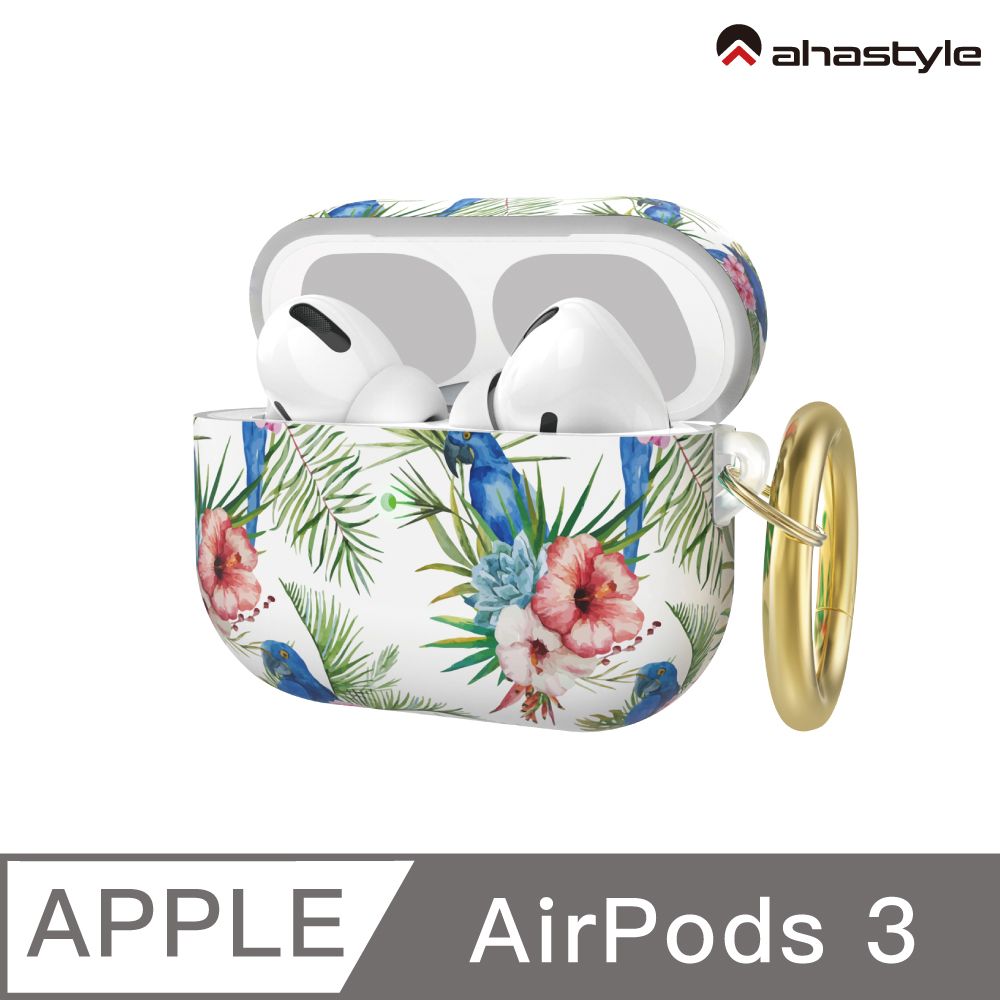 AHAStyle  AirPods Pro 1代 TPU掛鉤保護套 IMD工藝彩繪圖案 鸚鵡