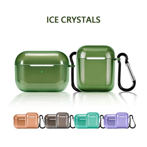 ICE CRYSTALS AirPods Pro 保護殼 防摔保護套 墨綠色（附防丟登山扣）