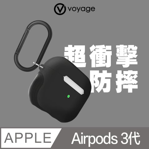 下單即贈【手機耳機清潔組】VOYAGE AirPods (第3代)超衝擊防摔保護殼-亞光黑 (附掛鈎/頸掛繩)