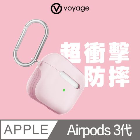 下單即贈【手機耳機清潔組】VOYAGE AirPods (第3代)超衝擊防摔保護殼-櫻花粉 (附掛鈎/頸掛繩)