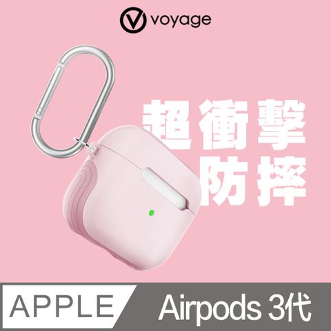 VOYAGE AirPods (第3代)超衝擊防摔保護殼-櫻花粉 (附掛鈎/頸掛繩)