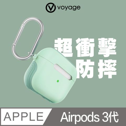 下單即贈【手機耳機清潔組】VOYAGE AirPods (第3代)超衝擊防摔保護殼-桔梗綠 (附掛鈎/頸掛繩)