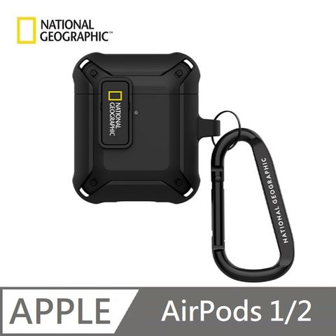 National Geographic 國家地理 Rugged Bumper 卡扣式 適用 AirPods 1/2 - 黑