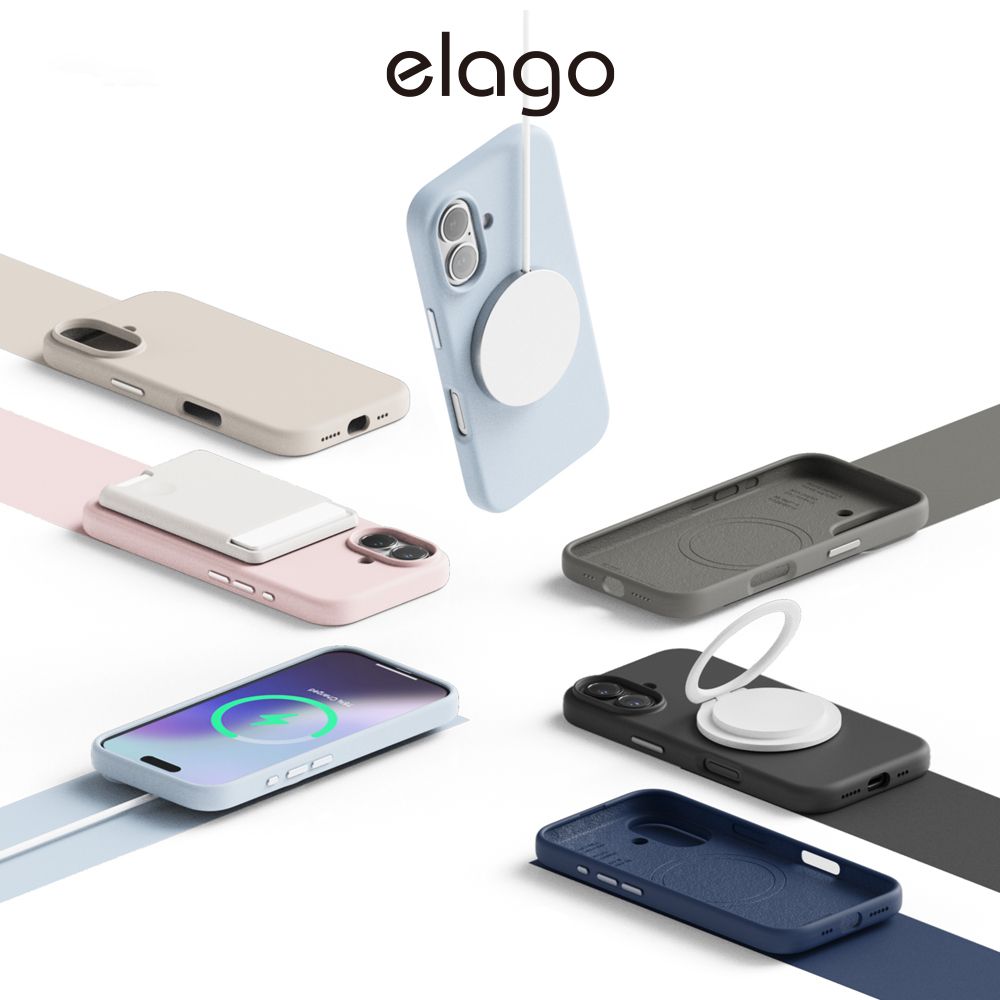 Elago iPhone 16/16 Plus磁吸抗污防刮液態矽膠手機殼