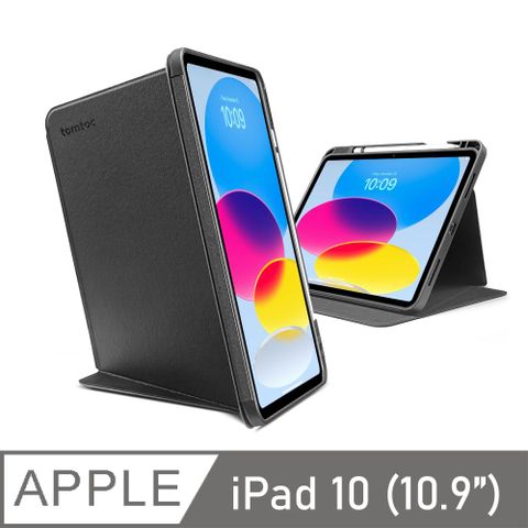 Tomtoc 多角度折疊平板保護套，黑，適用於10.9吋iPad 第10代