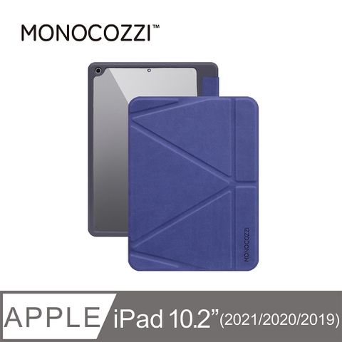 MONOCOZZI iPad 10.2(9th)透明背板皮革保護套-海軍藍