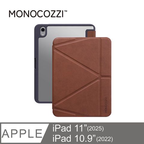 MONOCOZZI iPad 10.9(10th)透明背板皮革保護套-焦糖棕