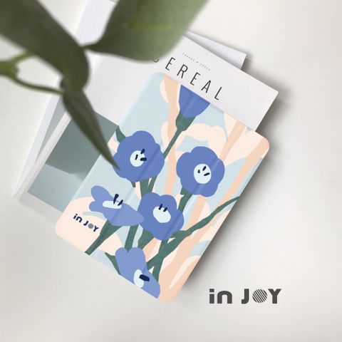 INJOY mall iPad mini7/6/5系列 夢幻粉蝶花 附筆槽平板保護套