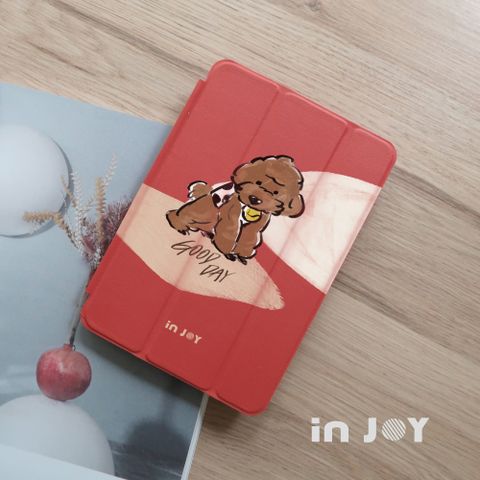 INJOY mall iPad2/3/4 Air1/5 Pro11 2018 系列 焦糖貴賓犬 無筆槽平板保護套
