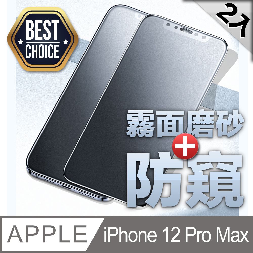  iPhone 12 Pro Max(6.5吋)  霧面磨砂+180防偷窺 鋼化玻璃膜