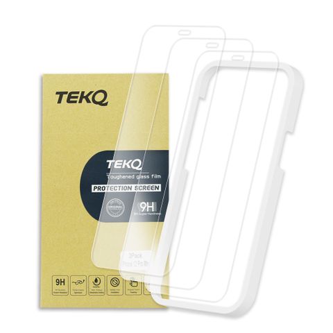 TEKQ iPhone 12 ProMax 9H鋼化玻璃 螢幕保護貼 3入 附貼膜神器