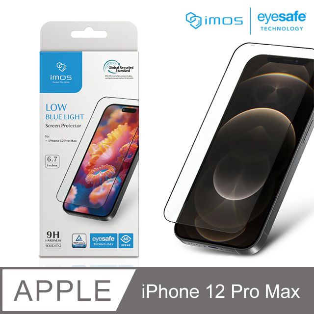 imos  Apple iPhone 12 Pro Max 6.7吋德國萊因認證 RPF60低藍光螢幕保護貼