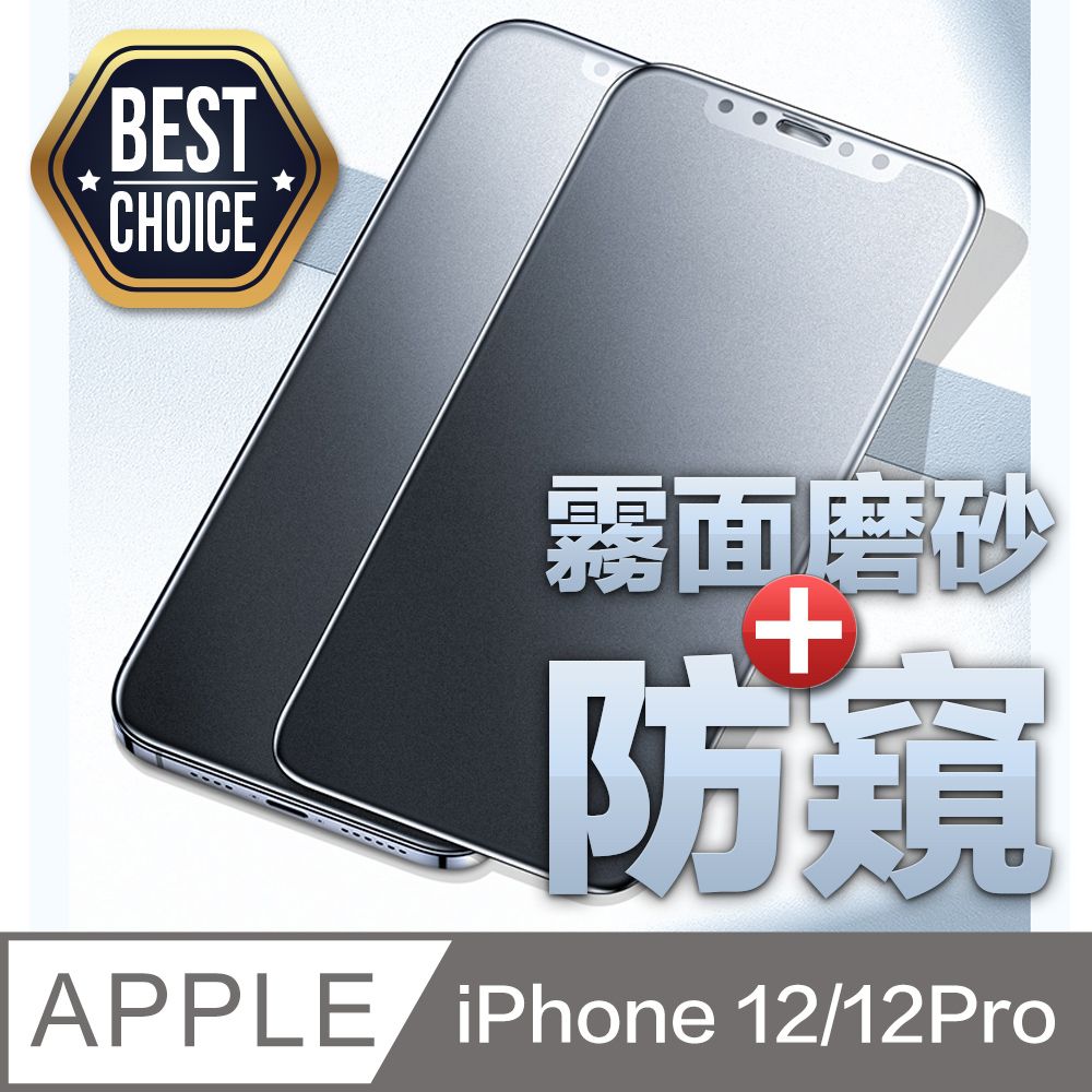  iPhone 12 / 12 Pro (6.1吋)  霧面磨砂+180防偷窺 鋼化玻璃膜