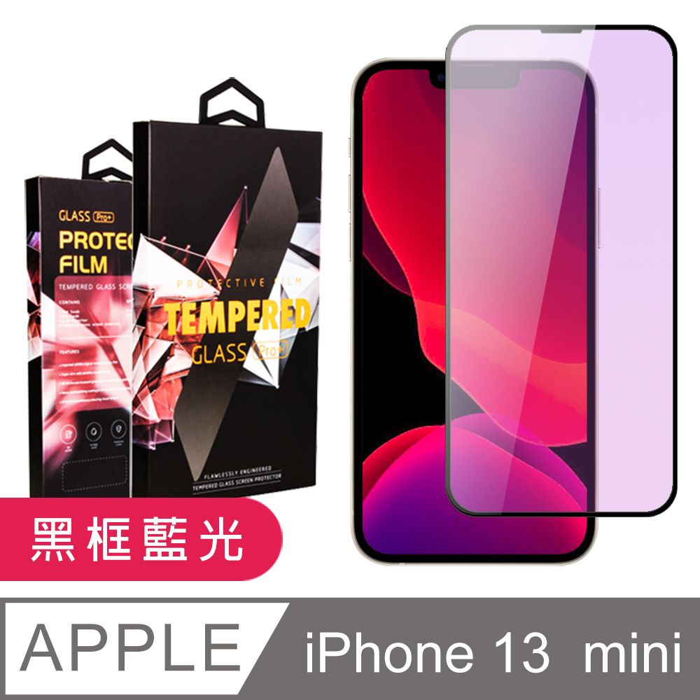  【IPhone 13 MINI】 9D高清藍光保護貼保護膜 黑框藍光全覆蓋鋼化玻璃膜 防刮防爆