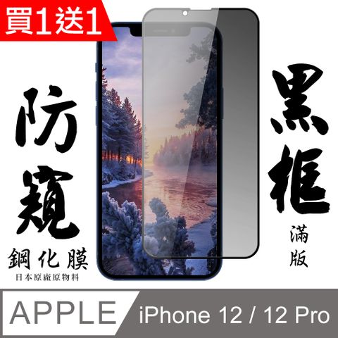 AGC日本玻璃 保護貼 買一送一【AGC日本玻璃】 IPhone 12/12 PRO 保護貼 保護膜 黑框防窺全覆蓋 旭硝子鋼化玻璃膜