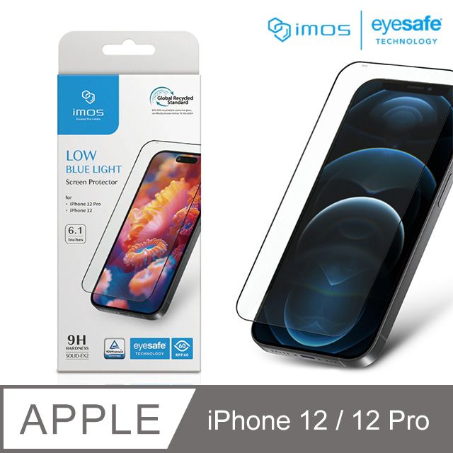 imos  Apple iPhone 12 / 12 Pro 6.1吋德國萊因認證 RPF60低藍光螢幕保護貼