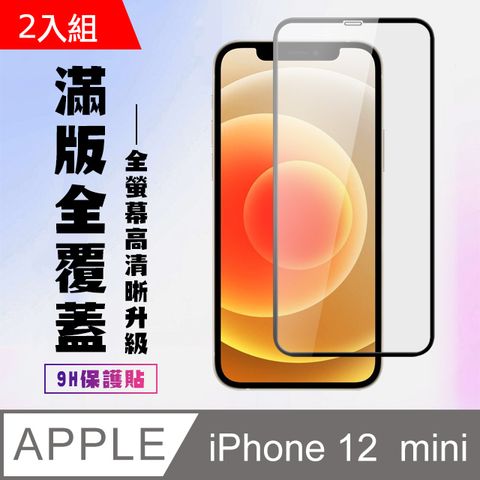 【IPhone 12 MINI】 高清透明保護貼保護膜 5D黑框全覆蓋 鋼化玻璃膜 9H加強硬度-2入組