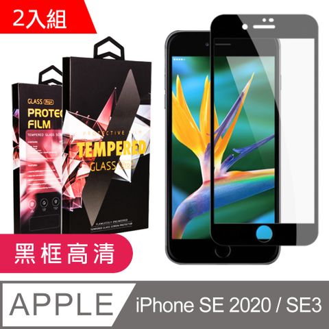 【IPhone SE2/SE3】 9D高清透明保護貼保護膜 黑框全覆蓋鋼化玻璃膜 防刮防爆-2入組