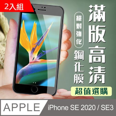 【IPhone SE2/SE3】 加硬加厚版 9D高清透明 保護貼 保護膜 黑框全覆蓋 鋼化玻璃膜-2入組