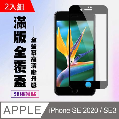 【IPhone SE2/SE3】 高清透明保護貼保護膜 5D黑框全覆蓋 鋼化玻璃膜 9H加強硬度-2入組