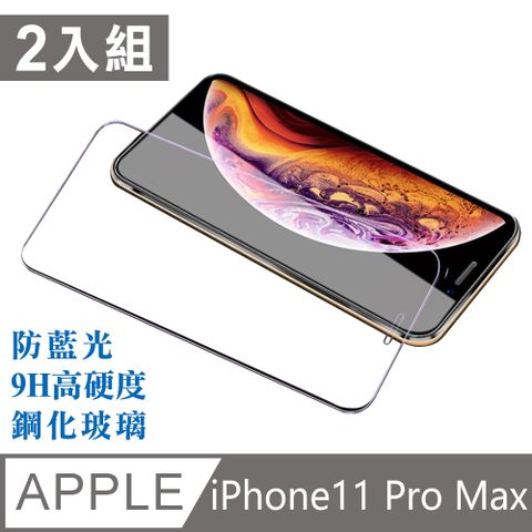 【台灣霓虹】iPhone 11 Pro Max滿版鋼化玻璃保護貼2入組 非包邊9H防藍光鋼化膜
