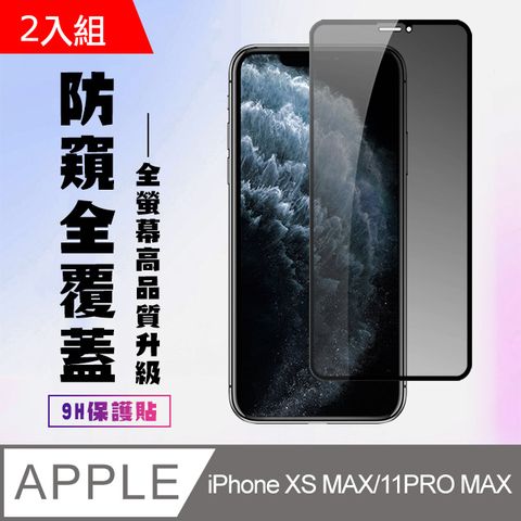 【IPhone XSM/11 PRO MAX】 高清防窺保護貼保護膜 5D黑框防窺全覆蓋 鋼化玻璃膜 9H加強硬度-2入組