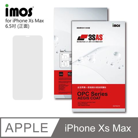 imos Apple iPhone Xs Max 6.5吋3SAS 疏油疏水 螢幕保護貼 (塑膠製品)