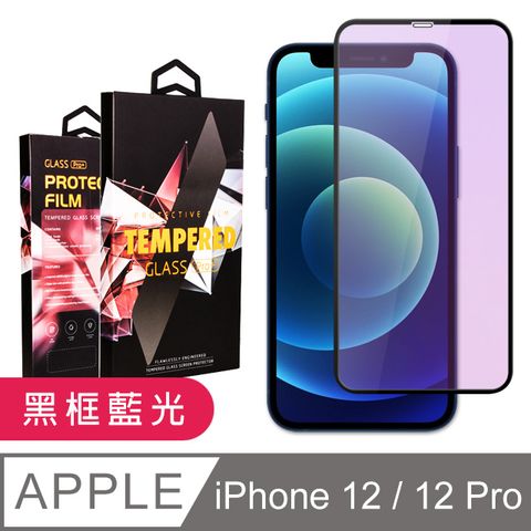 【IPhone 12/12 PRO】 9D高清藍光保護貼保護膜 黑框藍光全覆蓋鋼化玻璃膜 防刮防爆