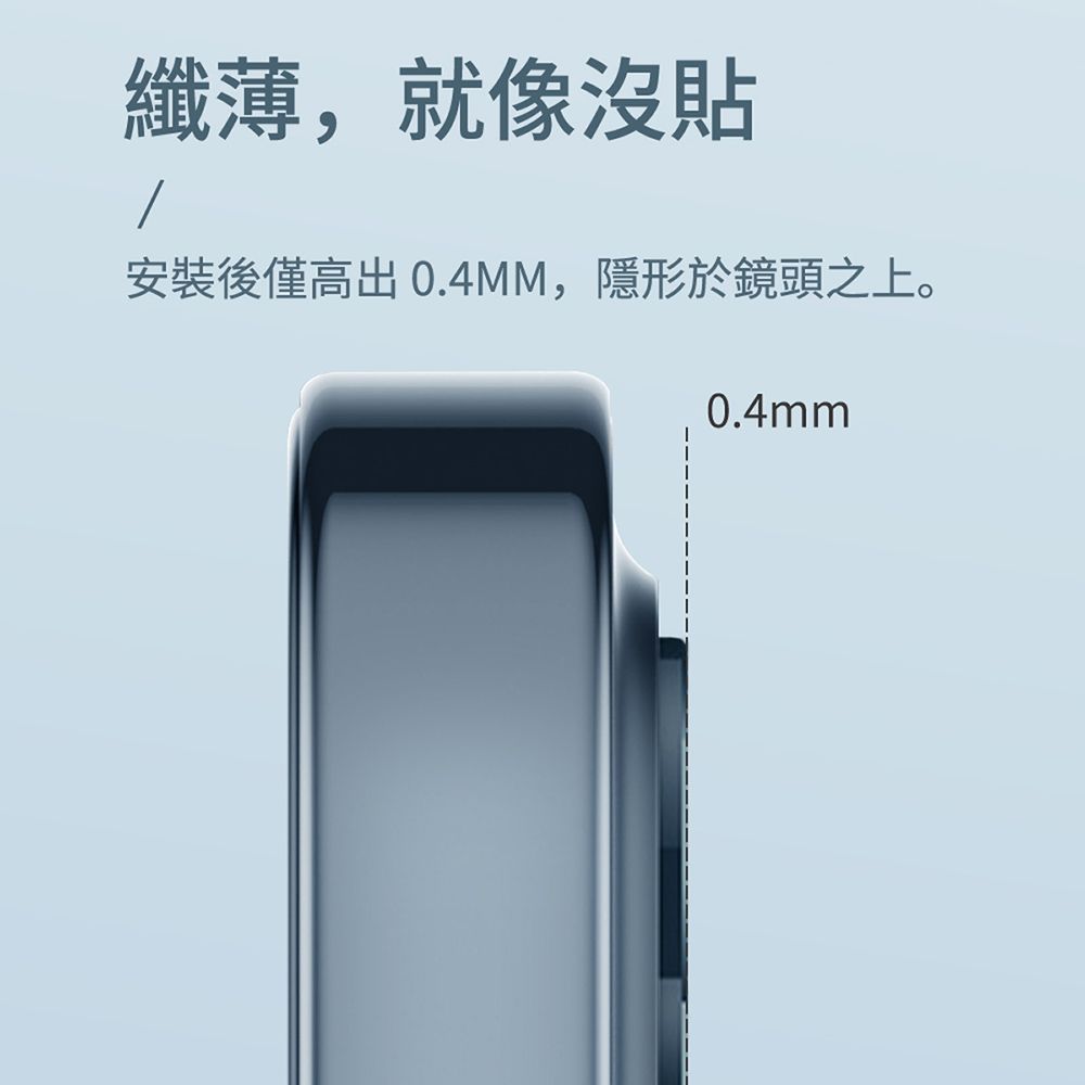 纖薄,就像沒貼安裝後僅高出0.4MM,隱形於鏡頭之上。0.4mm