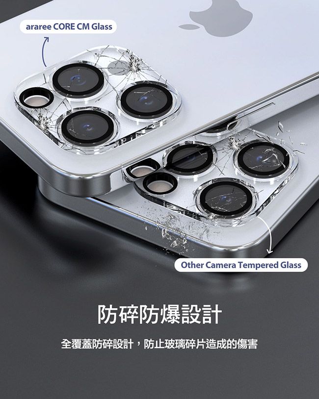 araree CORE CM GlassOther Camera Tempered Glass防碎防爆設計全覆蓋防碎設計,防止玻璃碎片造成的傷害