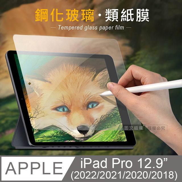  iPad Pro 12.9吋 2022/2021/2020/2018通用 iPAD書寫繪畫 玻璃鋼化類紙膜 平板類紙玻璃膜