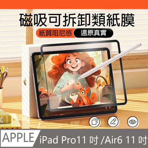 JDTECH iPad Air 11吋/Pro 11吋 2024 磁吸可拆卸類紙膜 繪畫書寫專用膜 肯特紙 書紙膜 阻尼感 平板螢幕保護貼