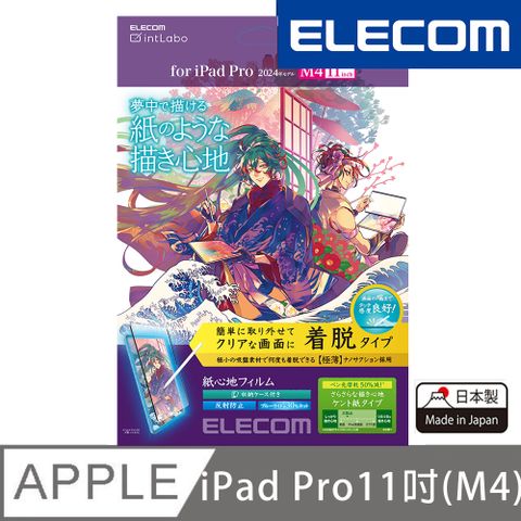 ELECOM 2024 iPad Pro(M4)可拆式擬紙感保護貼(肯特紙)-11吋