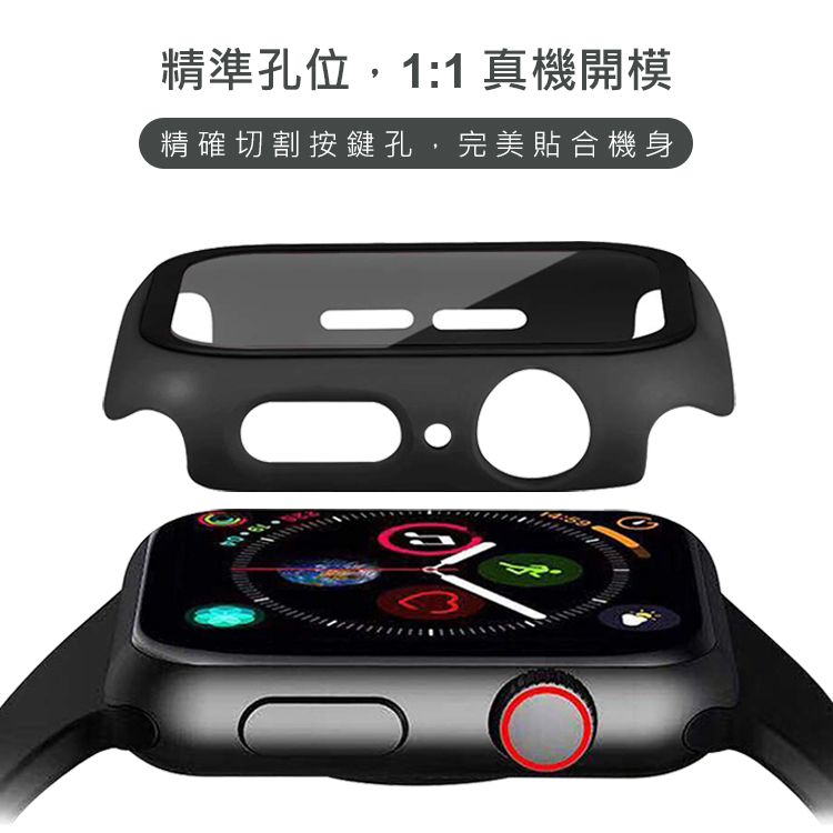 RedMoon APPLE Watch Series 9/8/7 9H鋼化玻璃+PC全包覆雙料防摔保護殼 41/45mm