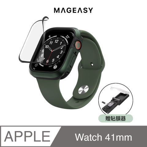 MAGEASY Apple Watch 9/8/7 41mm Vetro 3D滿版防撞Apple Watch保護膜