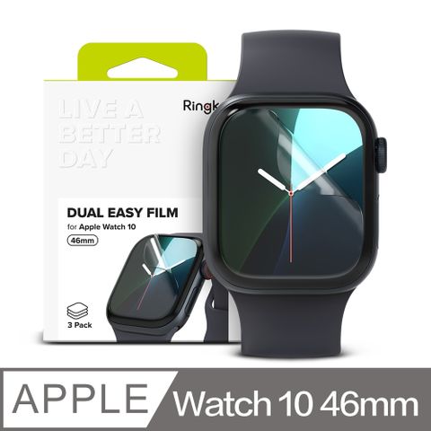 Rearth Apple Watch 10代 46mm 抗衝擊螢幕保護貼(三片裝)