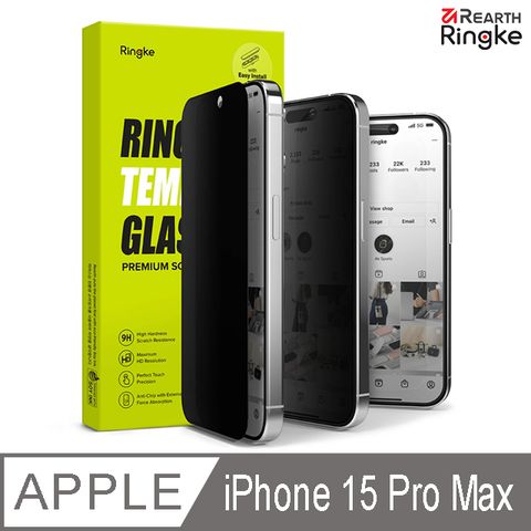 Ringke ｜iPhone 15 Pro Max [Privacy Tempered Glass] 防窺鋼化玻璃螢幕保護貼（附安裝工具）