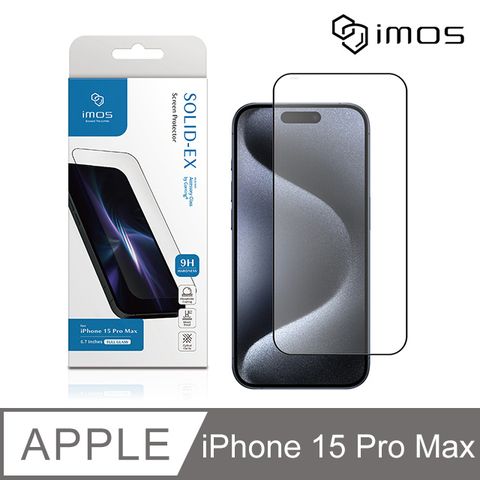 美商康寧公司授權正版iMOS Apple iPhone 15 Pro Max 6.7吋9H康寧滿版黑邊玻璃螢幕保護貼(AGbc)