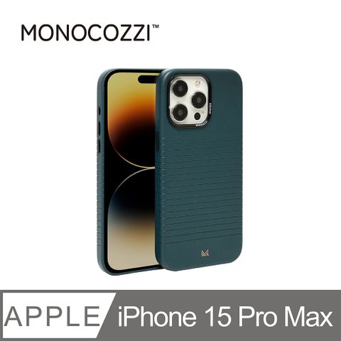 MONOCOZZI iPhone 15 Pro Max 皮革磁吸保護殼-午夜藍