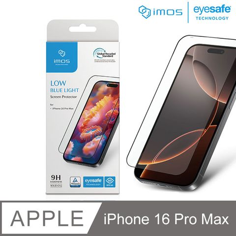 imos Apple iPhone 16 Pro Max 6.9吋 德國萊因認證 RPF60低藍光螢幕保護貼