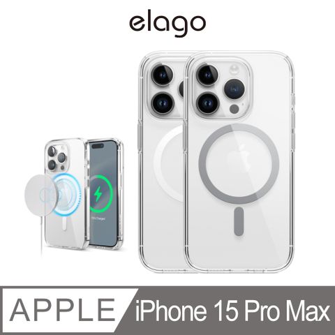 Elago iPhone 15 Pro Max 6.7吋 Hybrid全覆式透明MagSafe手機殼