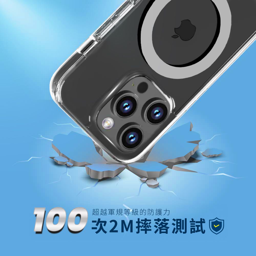 PHILIPS 飛利浦   iPhone 15 pro磁吸式透明防摔強化保護殼-銀 DLK6118TS/96